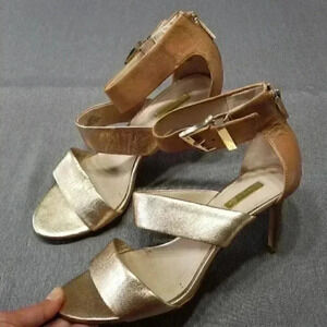 Louise et Cie Lo-Gosia Leather Ankle Strap Open Toe Heels 10